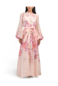 Crystal Embellished Long Sleeve Maxi Dress