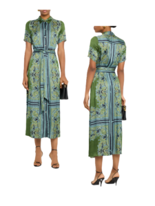 Esmeralda Scarf-print Satin Midi Shirtdress