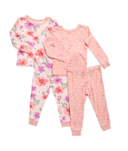 Infant Girls 4pc Super Soft Pajama Tops and Pants Set