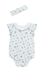 Blueberry Bubble Romper & Headband Set 100% Cotton