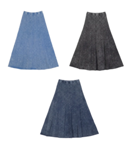 Mineral Wash Panel Covered Elastic Waistband Panel Construction Maxi Skirt
