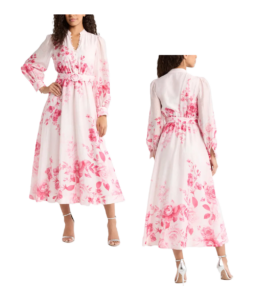 Rosalyn Floral Long Sleeve Belted Dress