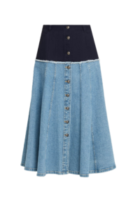 Veena Colorblock Denim Midi Skirt