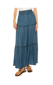 Tiered Denim Maxi Skirt