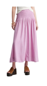 Pleat Accent Linen Blend Maxi Skirt