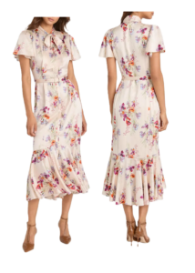 Iris Bouquet Willow Tie Neck Midi Dress