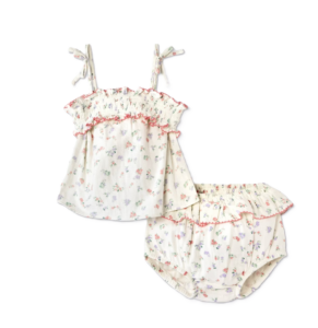 Baby Girls' Floral Smocked Tank Top and Peplum Bloomer Set 0-24m