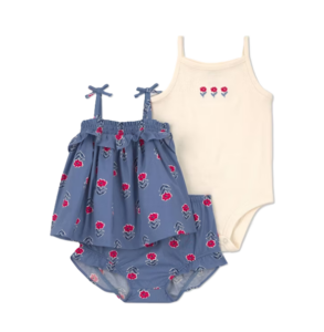 Baby Girls' 3pc Floral Tank Top with Bodysuit and Bloomer Set