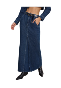 Denim Fit & Flare Skirt