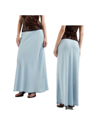 Chambray Denim Maxi Skirt in Light Blue