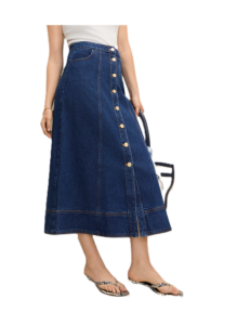 Buttoned Denim Midi Skirt