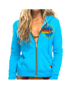 Logo Zip Hoodie in Neon Blue Size Xl