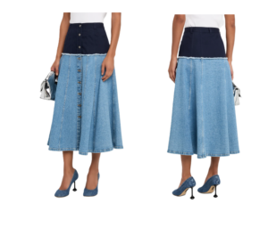 Veena Colorblock Denim Midi Skirt