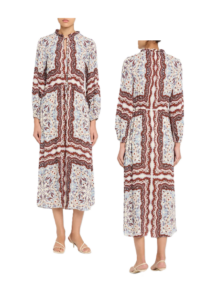 Berkshire Paisley Long-sleeve Midi Dress