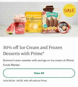 50% off Ice Cream at Whole Foods