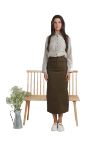 Maxi Fly Front Straight Pocket Skirt