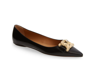 Kate Chain Detail Pointed Toe Flat (women)