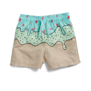 Boys Ice Cream Print Swim Trunks