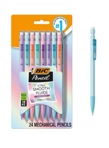 Bic Xtra-smooth Pastel Mechanical Pencils with Erasers, Medium Point (0.7mm), 24-count Pack
