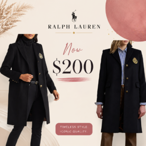 Crest Patch Wool Blend Reefer Coat