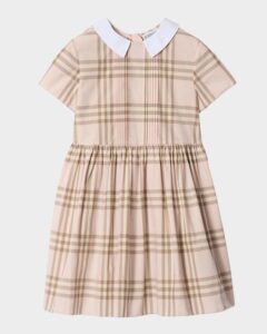 Girl's Woven Check Cotton Dress, Size 3-14