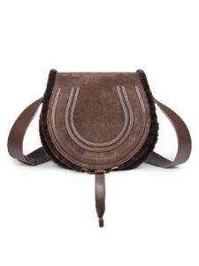 Marcie Shearling-trim Suede Crossbody Bag
