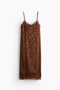 Lace-trimmed Brocade Dress