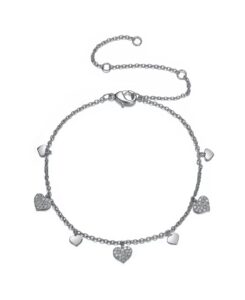 Cubic Zirconia Kids Heart Charm Bracelet