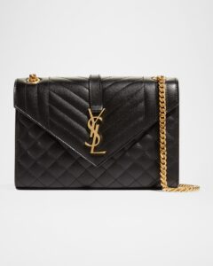 Envelope Triquilt Medium Ysl Shoulder Bag in Grained Leather