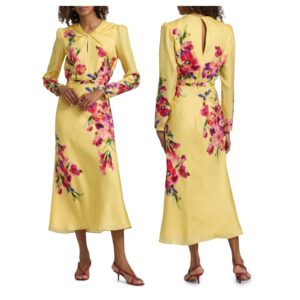 Claudia Floral Satin Silk Midi-dress