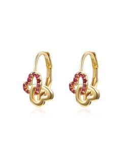 Timeless Plated Double Heart Halo Drop Leverback Earrings