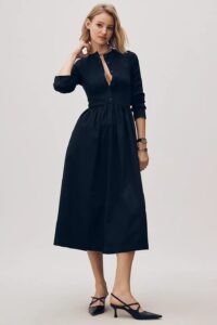 Maeve Long-sleeve Twofer Cardigan Midi Dress