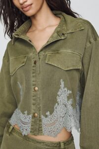 Cotton Lace-hem Buttondown Shirt