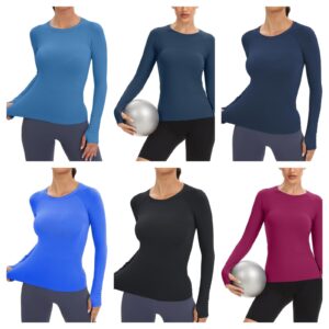 Workout Seamless Shirts for Women Long-sleeved Yoga Running Breathable Thumb Holes Tops