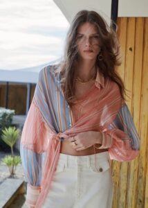 Striped Blouse with Bow