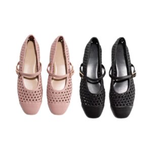 Lattice-weave Mary Jane Flats