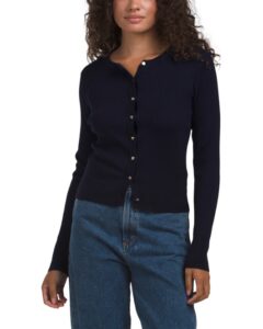 Rib Button Front Cardigan