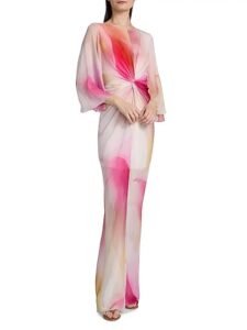 Dyed Twist Chiffon Gown