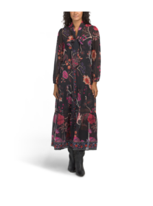 Long Sleeve Floral Printed Maxi Dress