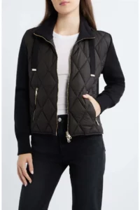 Mixed Media Quilt Front Sweater Jacket