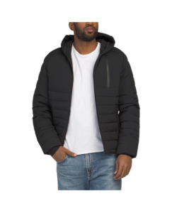 Lightweight Stretch Puffer Jacket with Fixed Hood