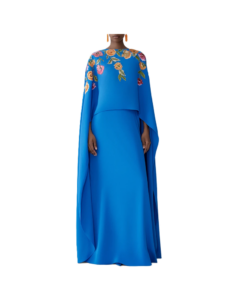 Floral Embroidered Cape Caftan Gown