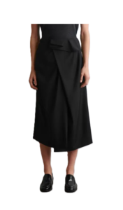 Draped Wool Wrap-Effect Midi Skirt