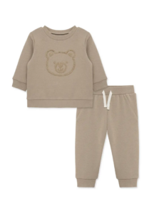 Kids' Embroidered Bear Fleece Crewneck Sweatshirt & Joggers Set
