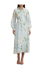 Freya Floral Belted Button-up Midi Shirtdress