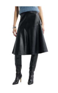 Leather A-Line Midi Skirt