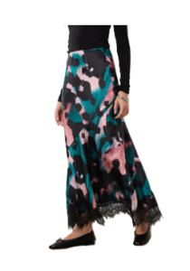 Satin Fishtail Maxi Skirt in Neo Animal Print