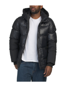 Mixed Media Puffer with Hood