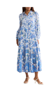 Kiara Floral Long Sleeve Tiered Shirtdress