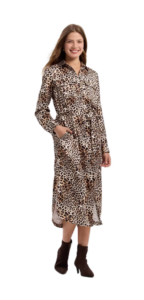 Women's Long Sleeve Belted Satin Midi Shirtdress